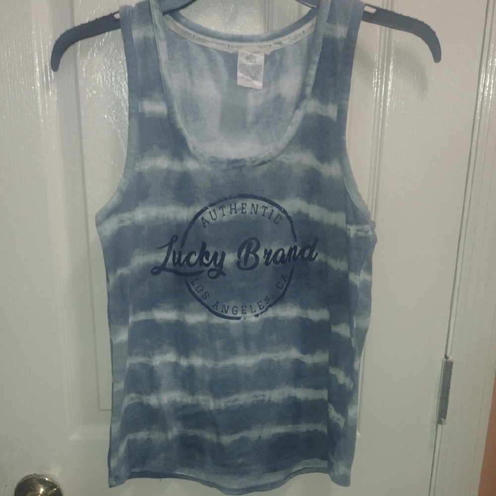 Lucky Brand Blue and White Tie-Dye Tank
